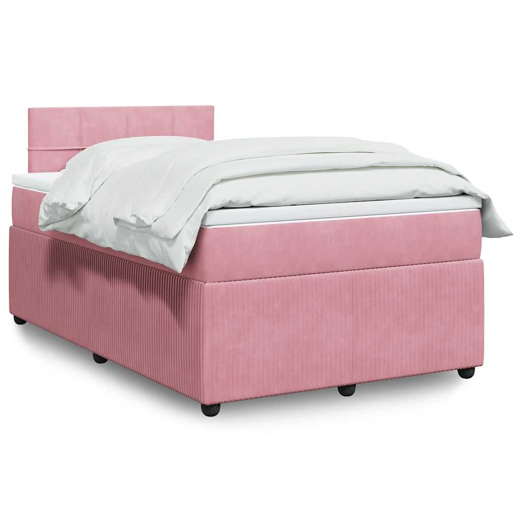Giroletto a Molle con Materasso Rosa 120x200 cm in Velluto | homemem39