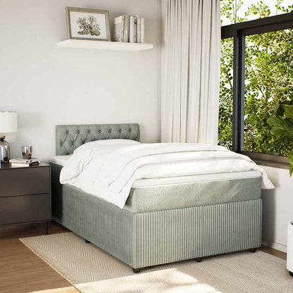 Giroletto a Molle con Materasso Grigio Chiaro 120x200cm Velluto | homemem39