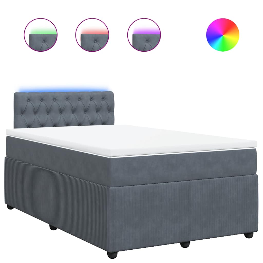 Giroletto a Molle con Materasso Grigio Scuro 120x200 cm Velluto | homemem39
