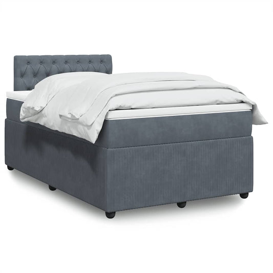 Giroletto a Molle con Materasso Grigio Scuro 120x200 cm Velluto