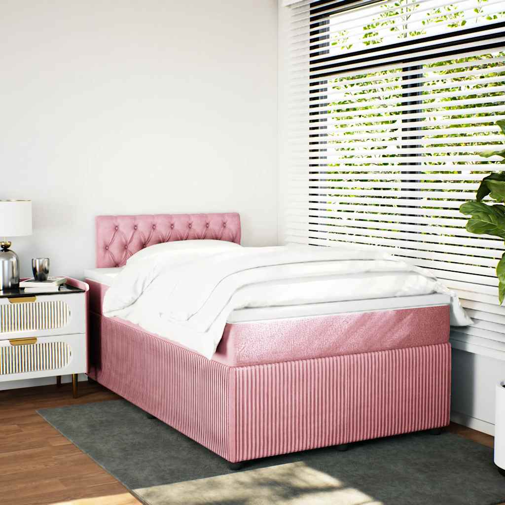 Giroletto a Molle con Materasso Rosa 120x200 cm in Velluto | homemem39