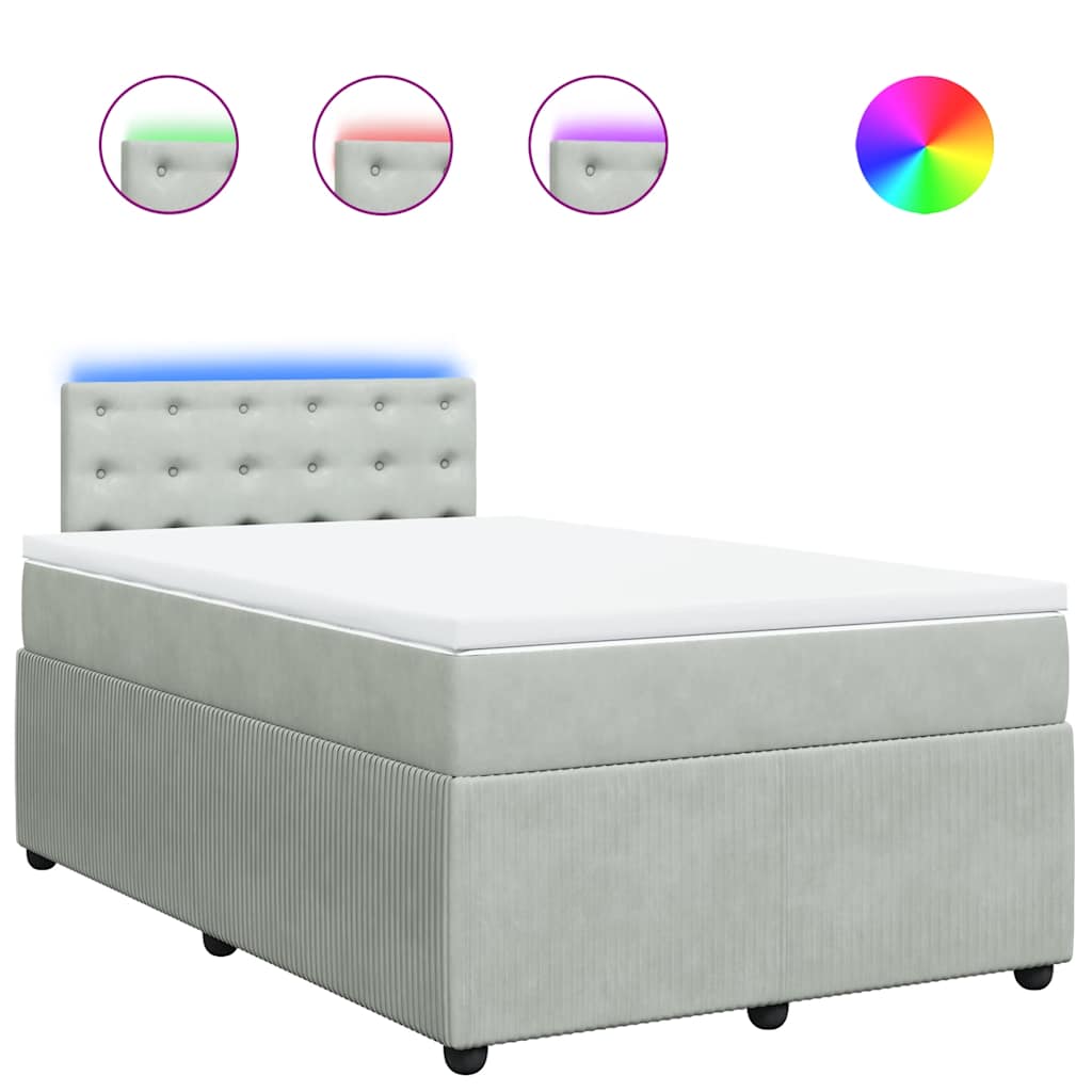 Giroletto a Molle con Materasso Grigio Chiaro 120x200cm Velluto | homemem39