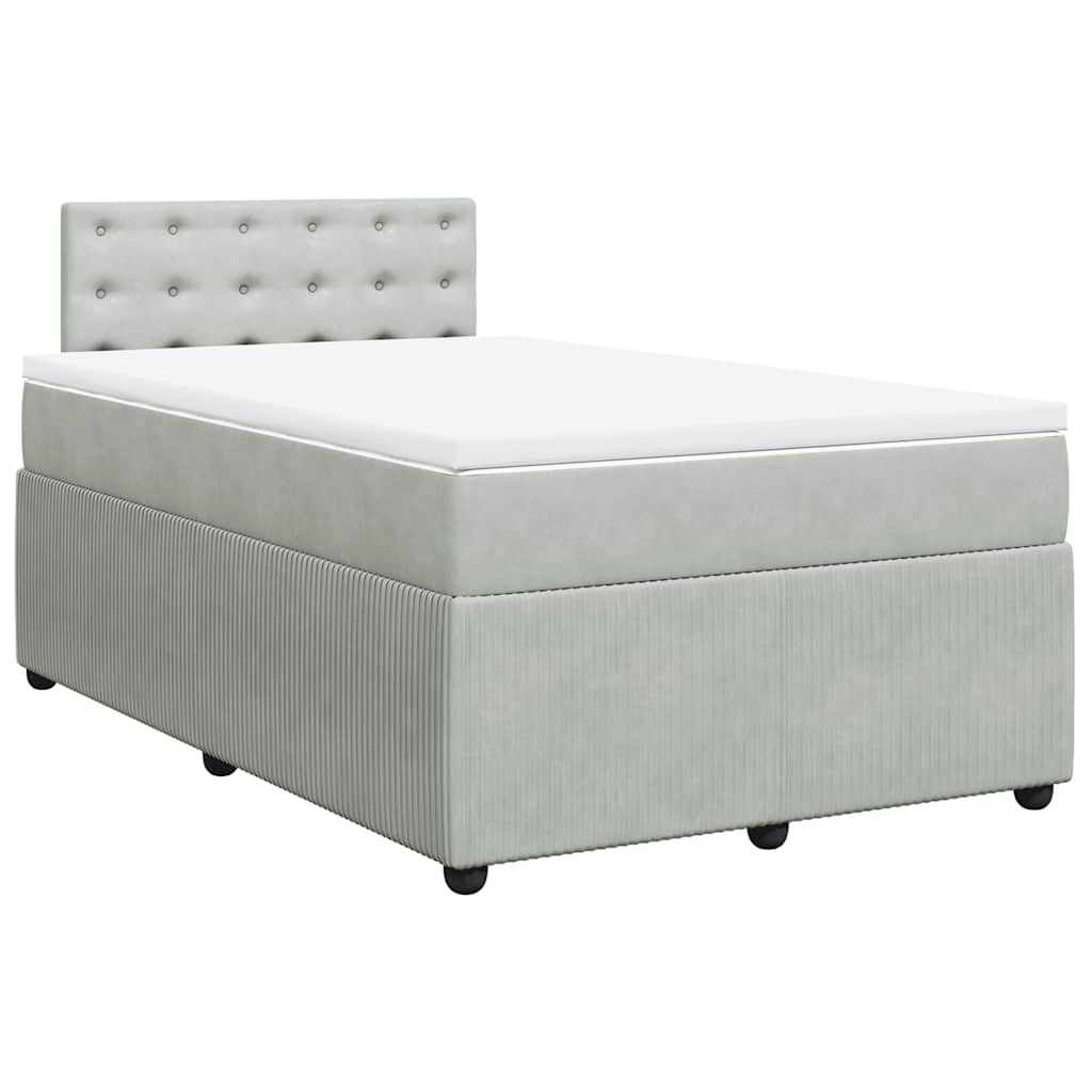 Giroletto a Molle con Materasso Grigio Chiaro 120x200cm Velluto | homemem39
