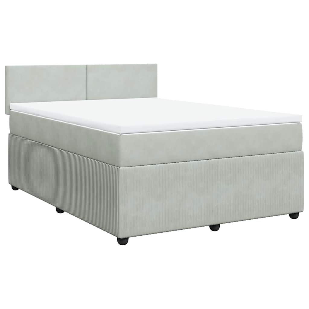 Giroletto a Molle con Materasso Grigio Chiaro 140x190cm Velluto