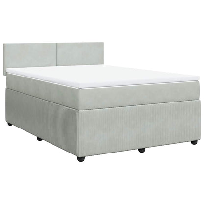 Giroletto a Molle con Materasso Grigio Chiaro 140x190cm Velluto