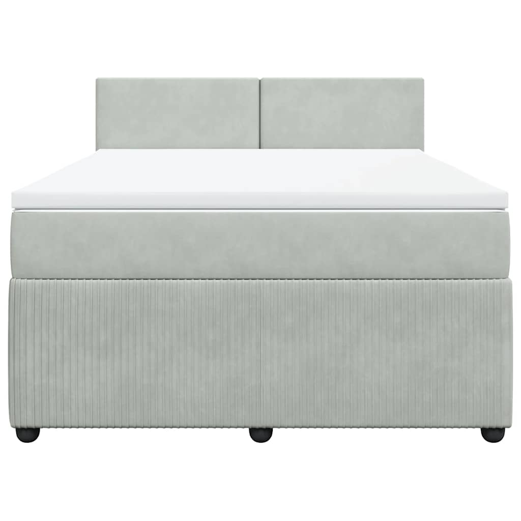 Giroletto a Molle con Materasso Grigio Chiaro 140x190cm Velluto