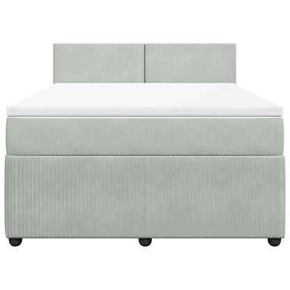 Giroletto a Molle con Materasso Grigio Chiaro 140x190cm Velluto
