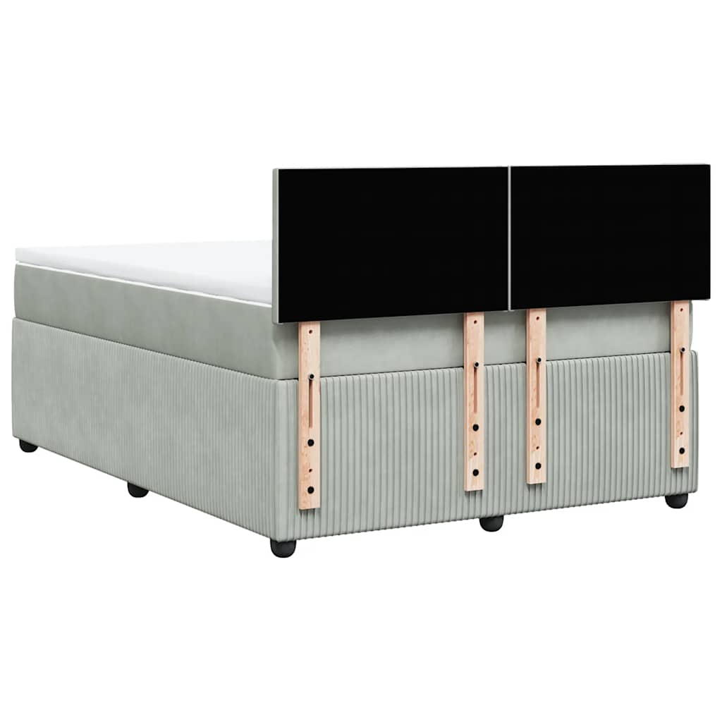 Giroletto a Molle con Materasso Grigio Chiaro 140x190cm Velluto