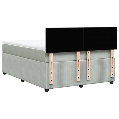 Giroletto a Molle con Materasso Grigio Chiaro 140x190cm Velluto