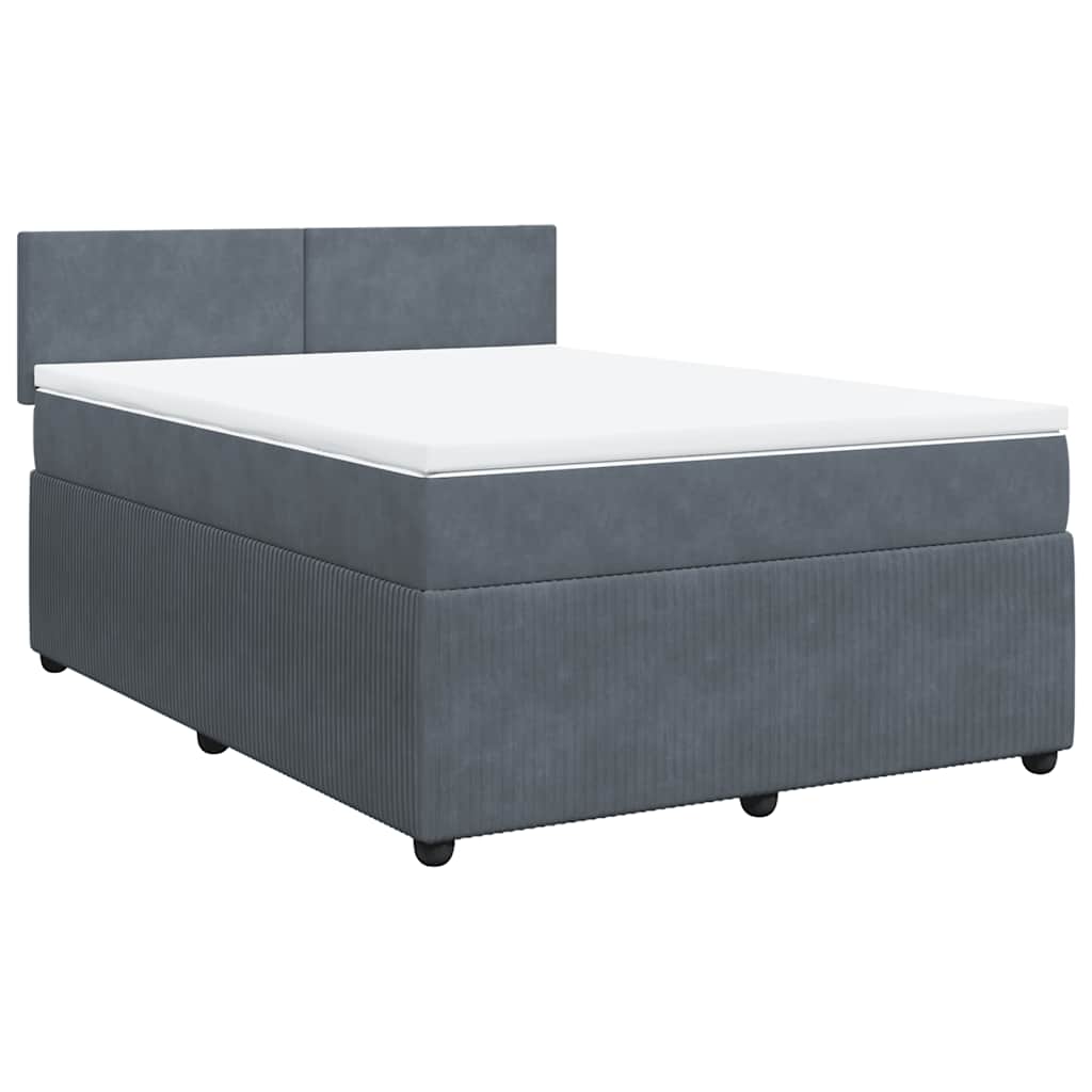 Giroletto a Molle con Materasso Grigio Scuro 140x190 cm Velluto
