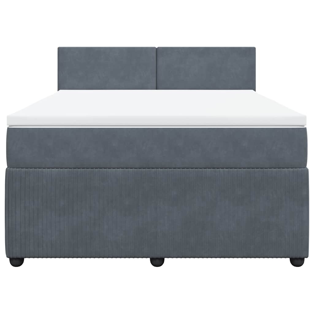 Giroletto a Molle con Materasso Grigio Scuro 140x190 cm Velluto