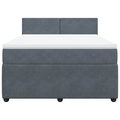 Giroletto a Molle con Materasso Grigio Scuro 140x190 cm Velluto