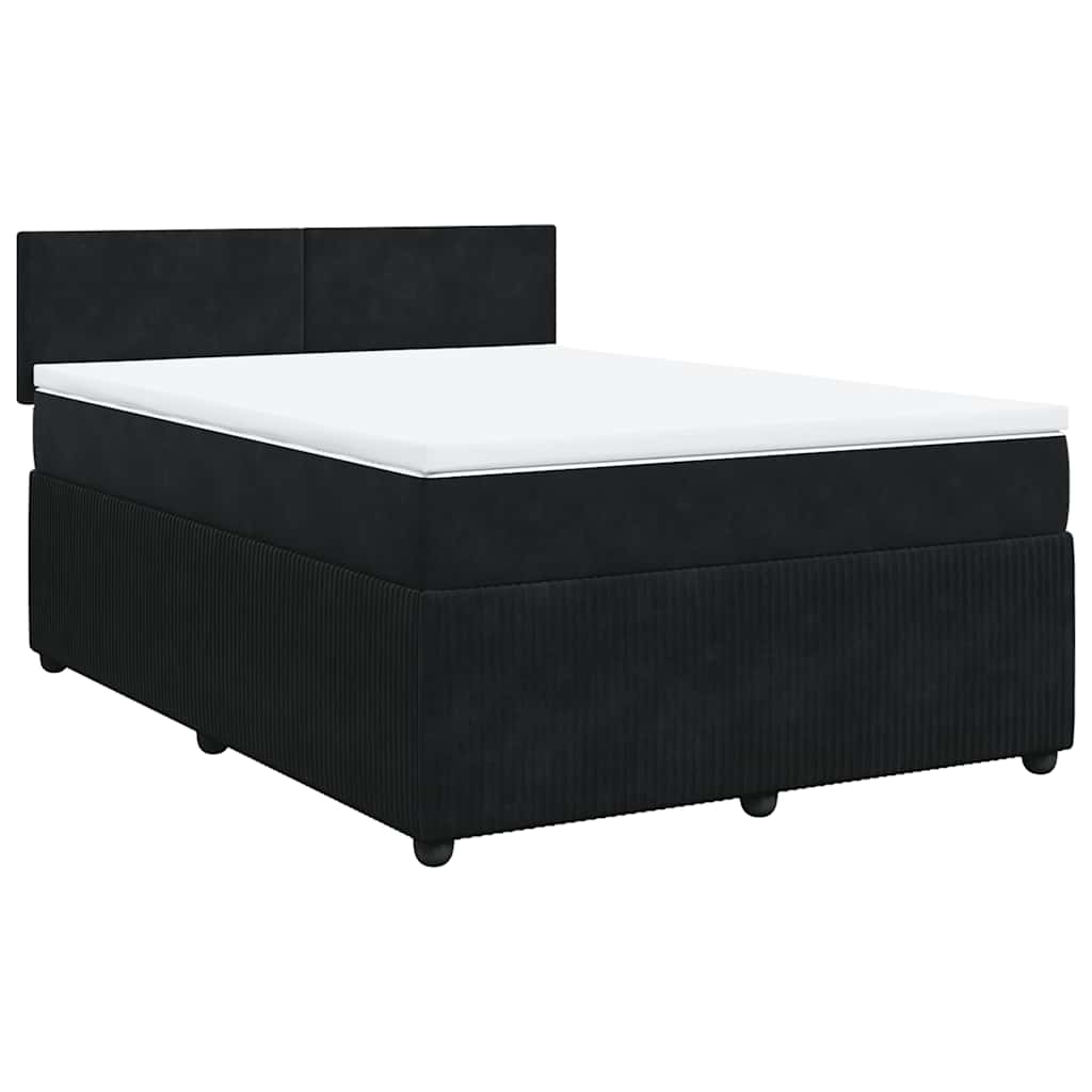 Giroletto a Molle con Materasso Nero 140x190 cm in Velluto | homemem39