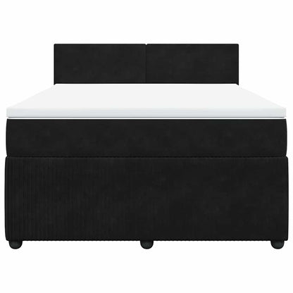 Giroletto a Molle con Materasso Nero 140x190 cm in Velluto | homemem39