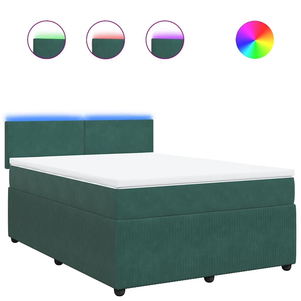 Giroletto a Molle con Materasso Verde Scuro 140x190 cm Velluto - homemem39