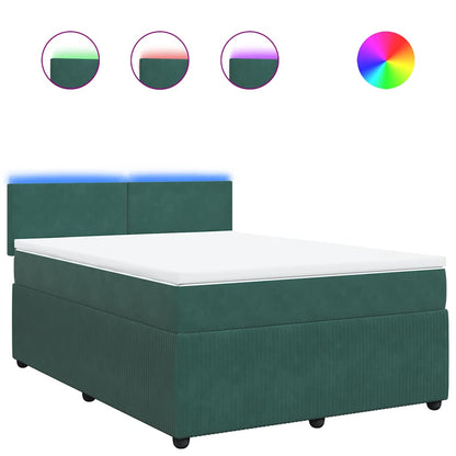 Giroletto a Molle con Materasso Verde Scuro 140x190 cm Velluto - homemem39