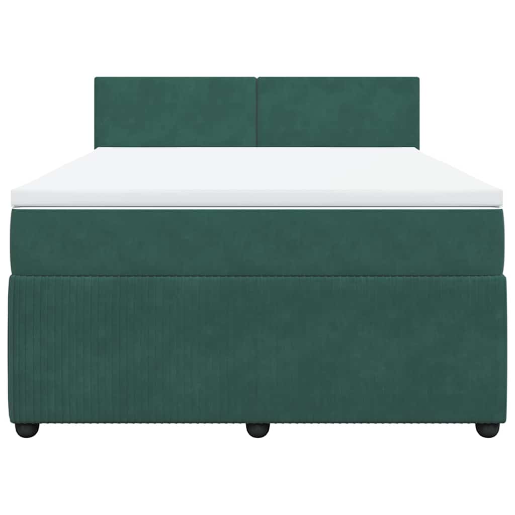 Giroletto a Molle con Materasso Verde Scuro 140x190 cm Velluto - homemem39