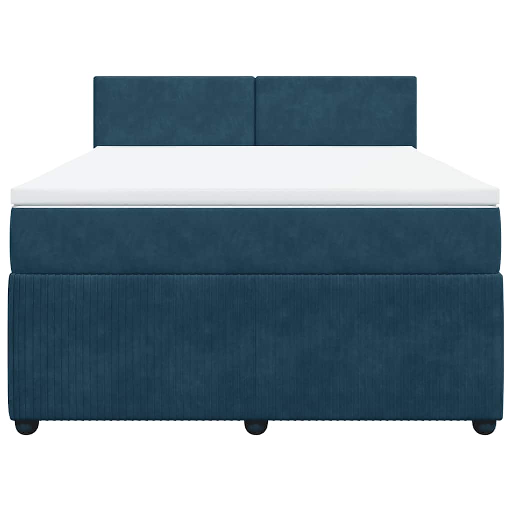 Giroletto a Molle con Materasso Blu 140x190 cm in Velluto