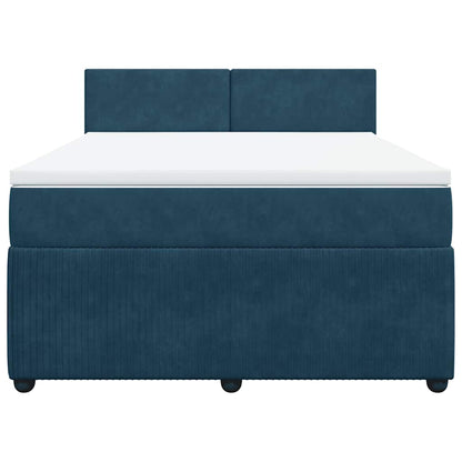 Giroletto a Molle con Materasso Blu 140x190 cm in Velluto