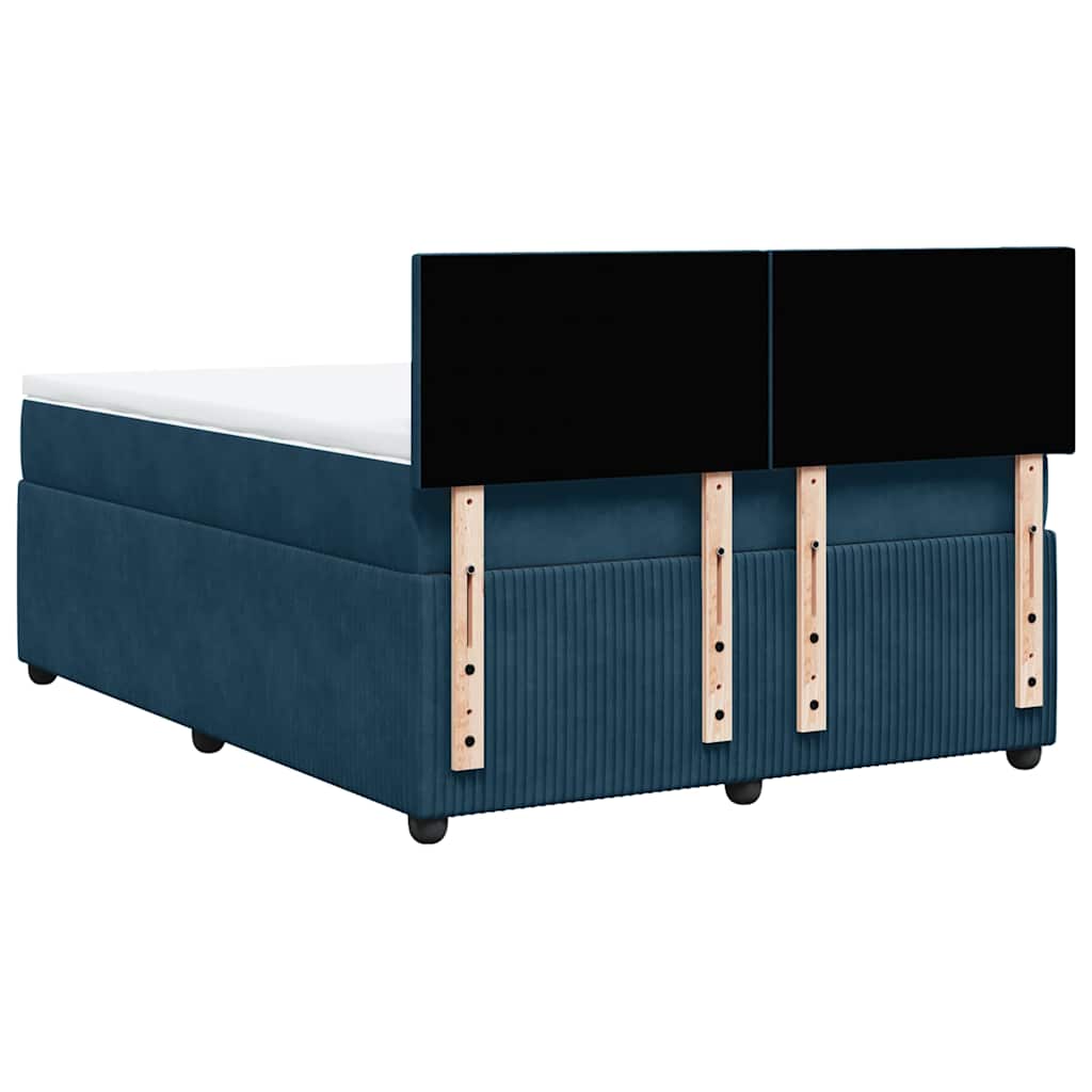 Giroletto a Molle con Materasso Blu 140x190 cm in Velluto