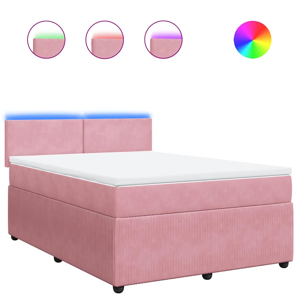 Giroletto a Molle con Materasso Rosa 140x190 cm in Velluto | homemem39