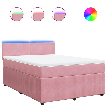 Giroletto a Molle con Materasso Rosa 140x190 cm in Velluto | homemem39