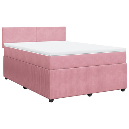 Giroletto a Molle con Materasso Rosa 140x190 cm in Velluto