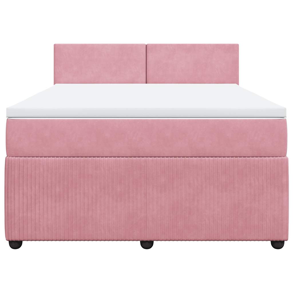 Giroletto a Molle con Materasso Rosa 140x190 cm in Velluto | homemem39