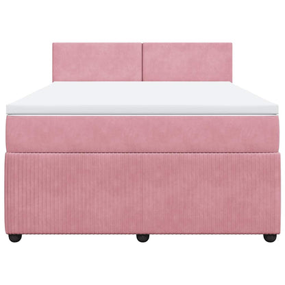 Giroletto a Molle con Materasso Rosa 140x190 cm in Velluto