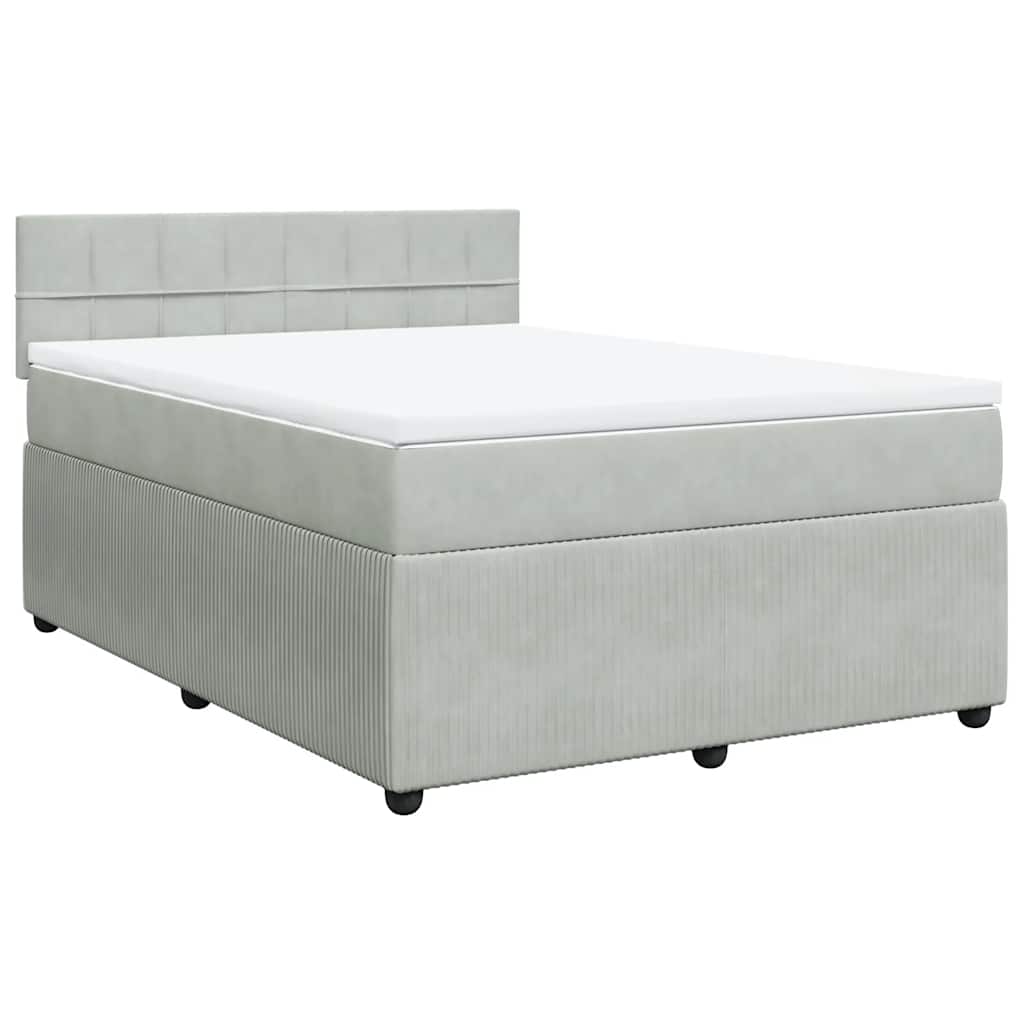 Giroletto a Molle con Materasso Grigio Chiaro 140x190cm Velluto