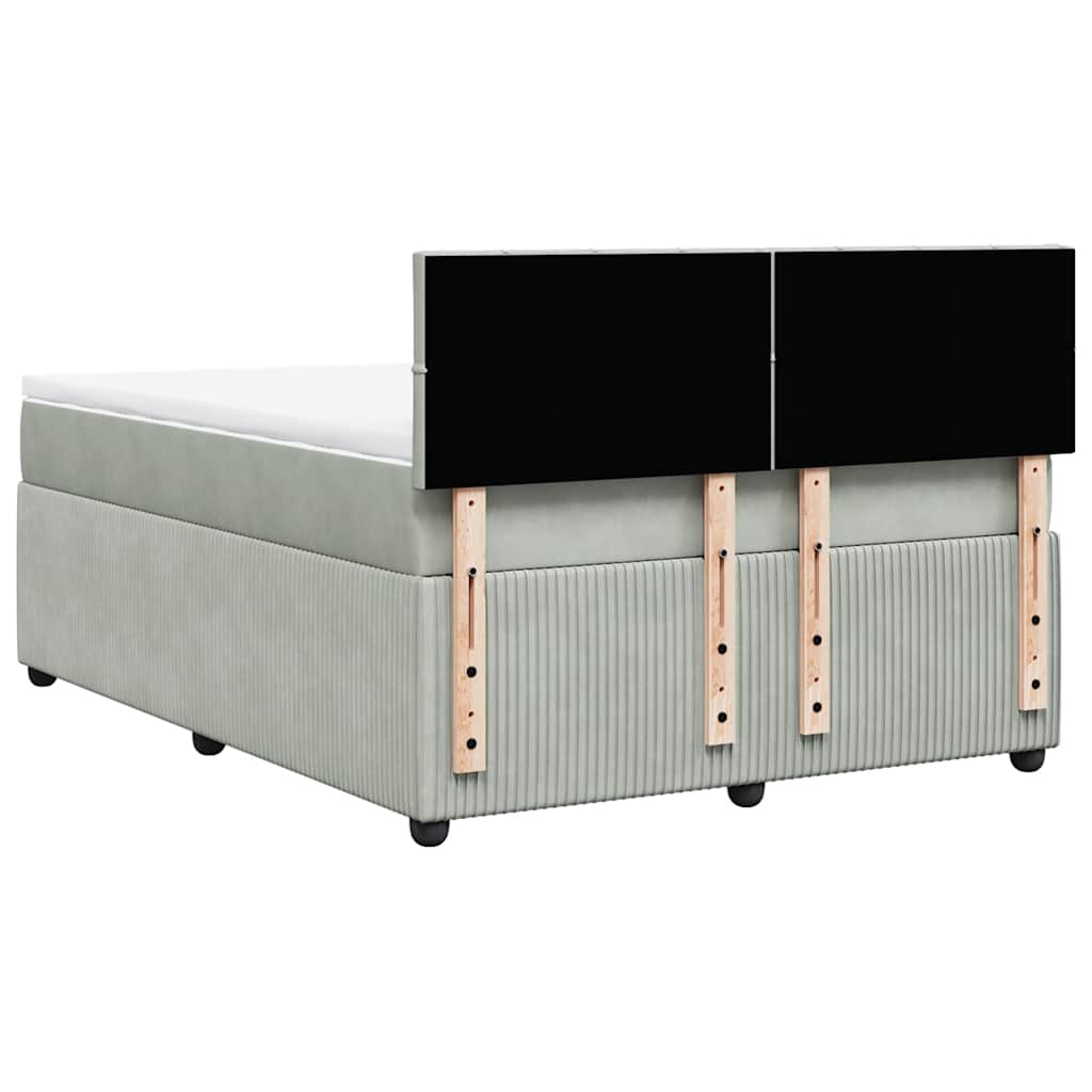 Giroletto a Molle con Materasso Grigio Chiaro 140x190cm Velluto
