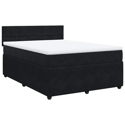 Giroletto a Molle con Materasso Nero 140x190 cm in Velluto | homemem39