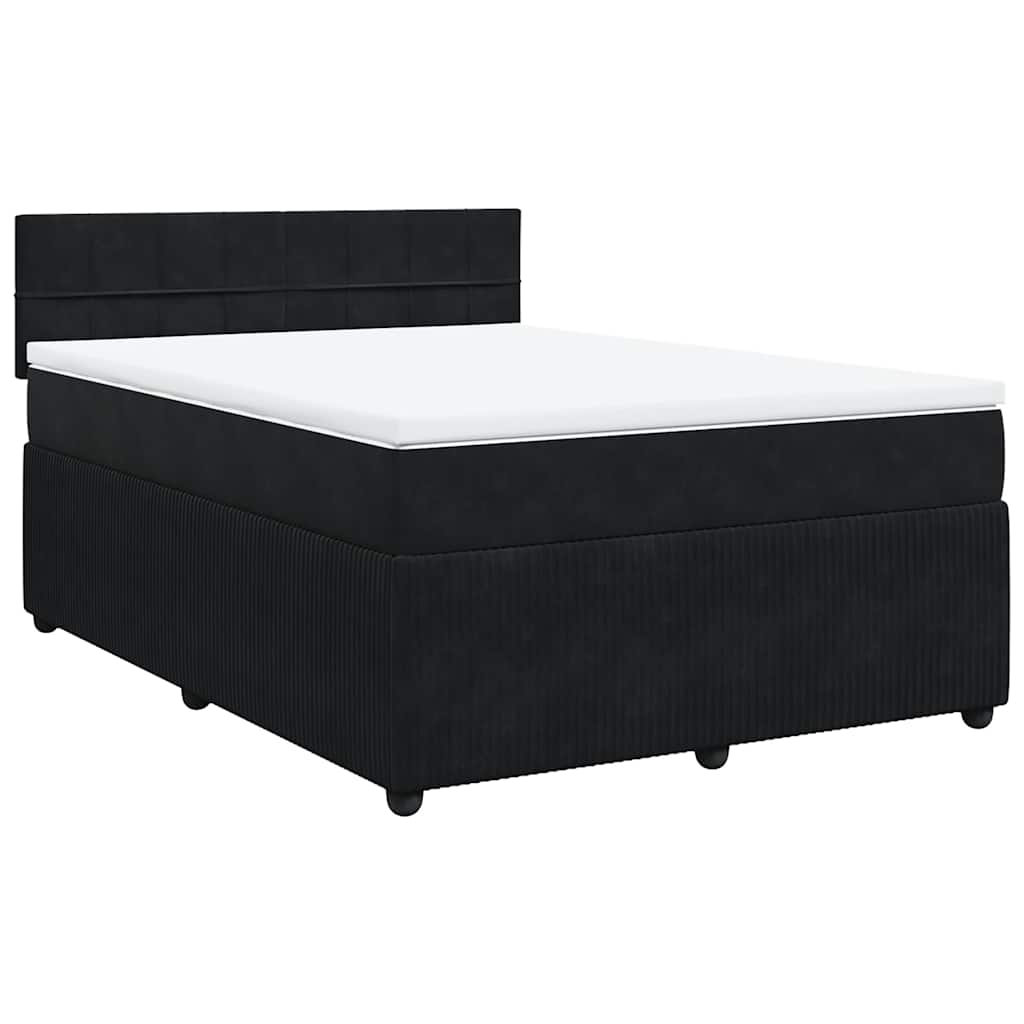 Giroletto a Molle con Materasso Nero 140x190 cm in Velluto