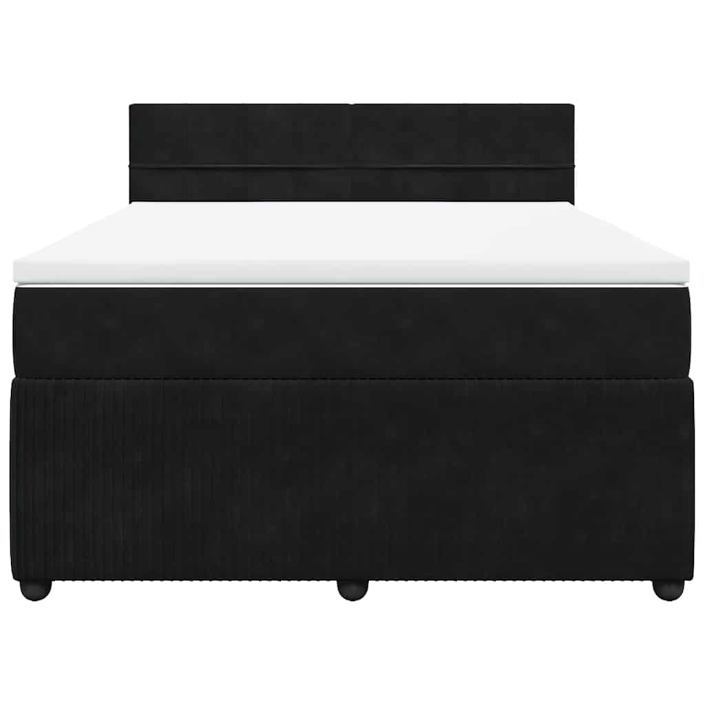 Giroletto a Molle con Materasso Nero 140x190 cm in Velluto