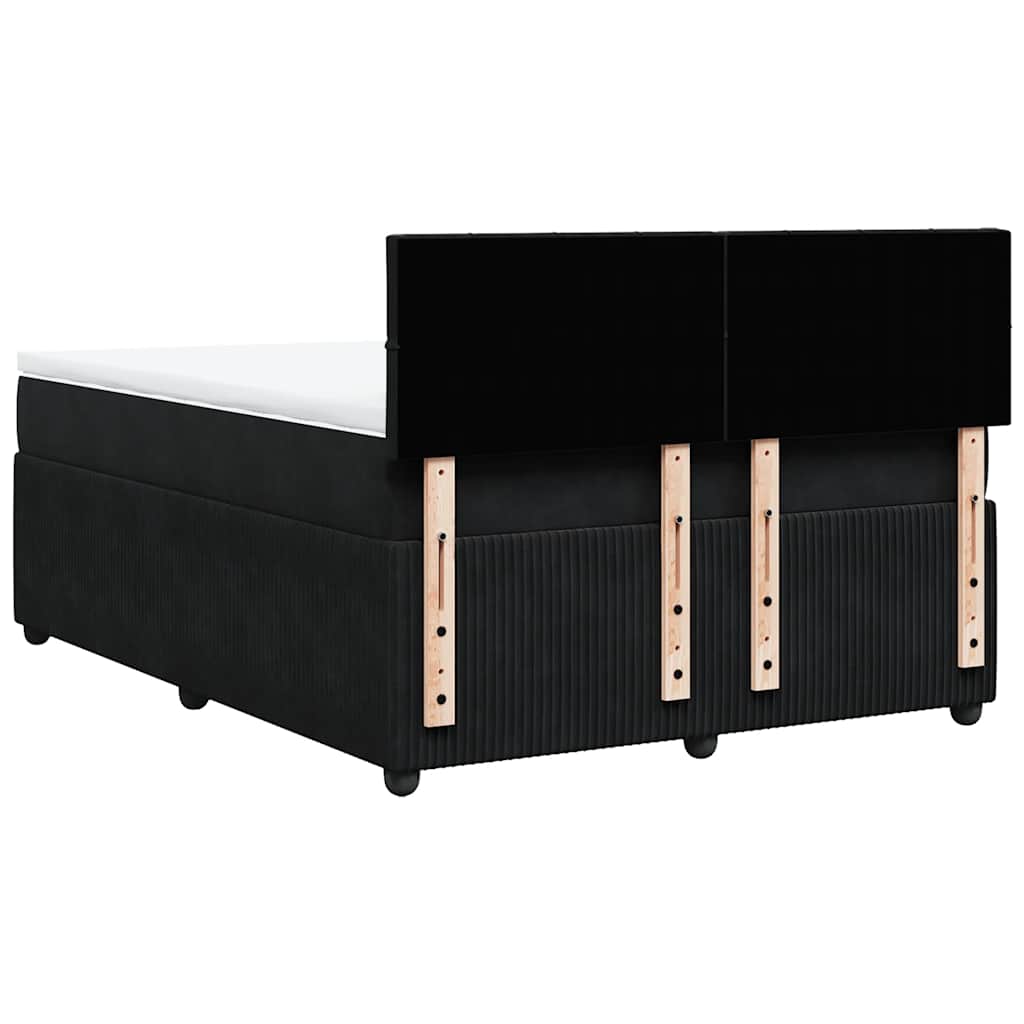 Giroletto a Molle con Materasso Nero 140x190 cm in Velluto