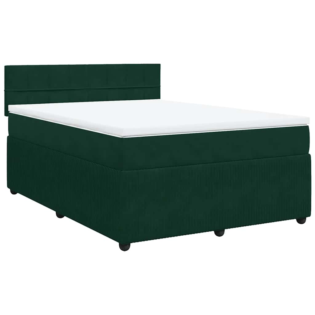 Giroletto a Molle con Materasso Verde Scuro 140x190 cm Velluto