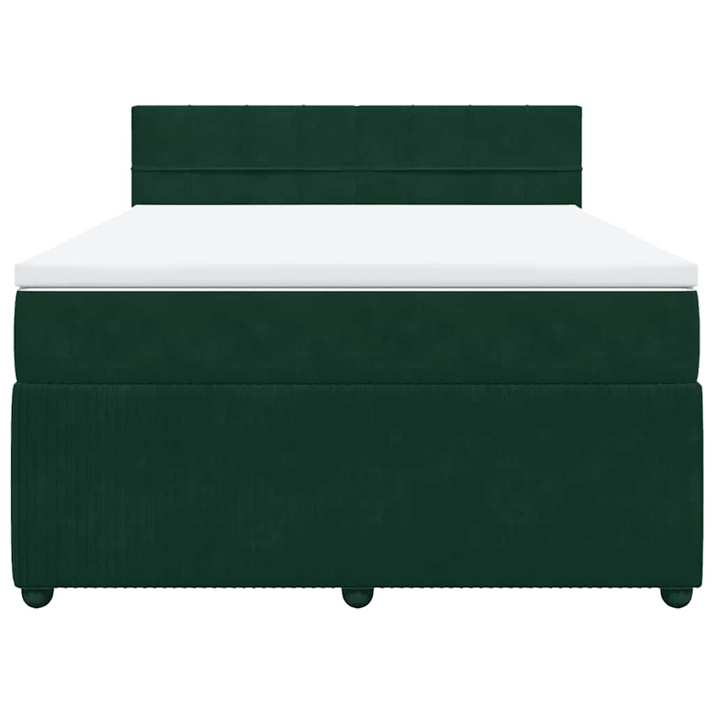 Giroletto a Molle con Materasso Verde Scuro 140x190 cm Velluto