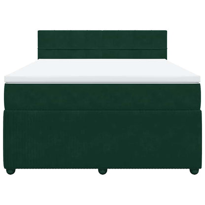 Giroletto a Molle con Materasso Verde Scuro 140x190 cm Velluto