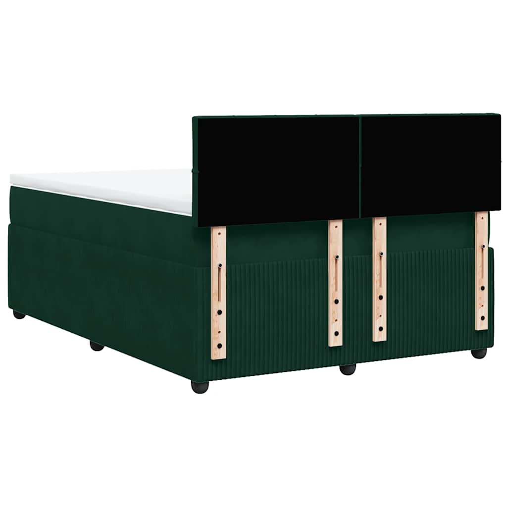 Giroletto a Molle con Materasso Verde Scuro 140x190 cm Velluto