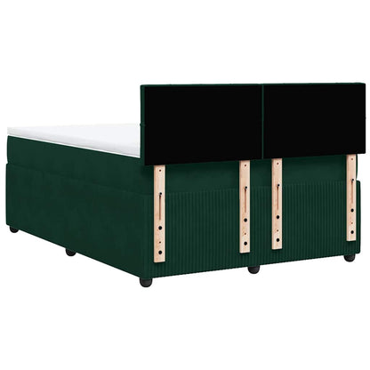 Giroletto a Molle con Materasso Verde Scuro 140x190 cm Velluto
