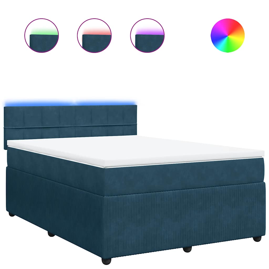 Giroletto a Molle con Materasso Blu 140x190 cm in Velluto