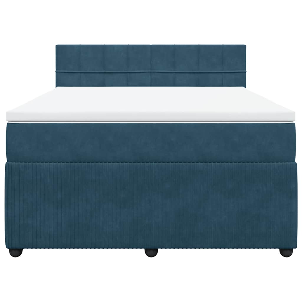 Giroletto a Molle con Materasso Blu 140x190 cm in Velluto