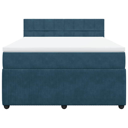 Giroletto a Molle con Materasso Blu 140x190 cm in Velluto