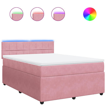 Giroletto a Molle con Materasso Rosa 140x190 cm in Velluto | homemem39