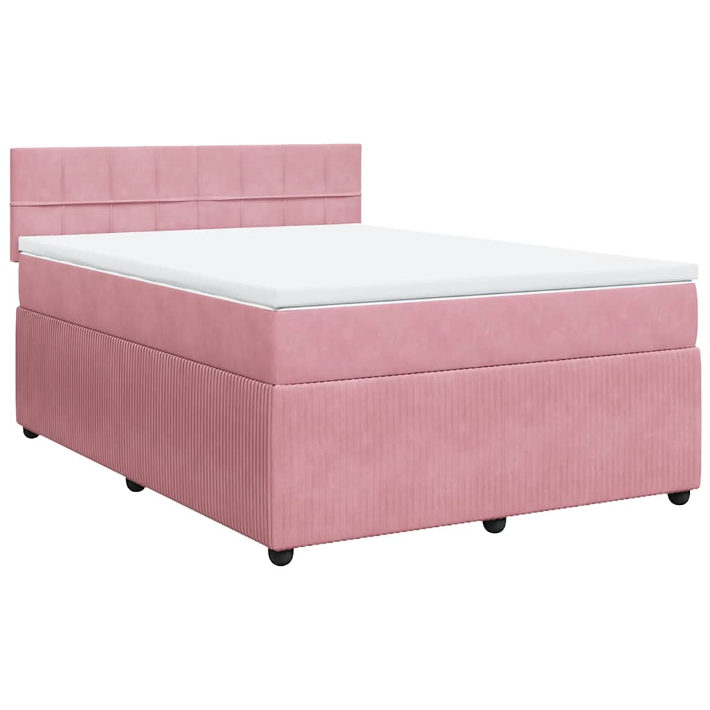 Giroletto a Molle con Materasso Rosa 140x190 cm in Velluto | homemem39