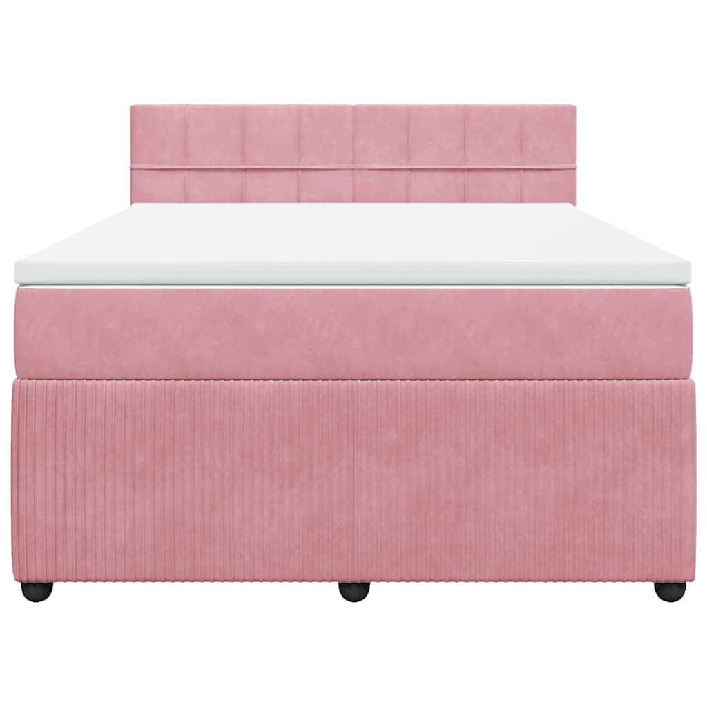 Giroletto a Molle con Materasso Rosa 140x190 cm in Velluto | homemem39
