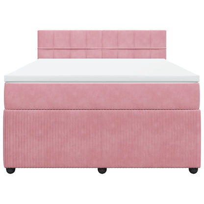 Giroletto a Molle con Materasso Rosa 140x190 cm in Velluto | homemem39