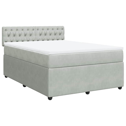 Giroletto a Molle con Materasso Grigio Chiaro 140x190cm Velluto