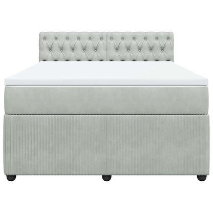 Giroletto a Molle con Materasso Grigio Chiaro 140x190cm Velluto