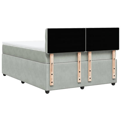 Giroletto a Molle con Materasso Grigio Chiaro 140x190cm Velluto